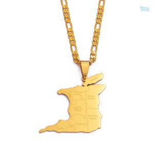 Collier or représentant le drapeau de Trinité-et-Tobago