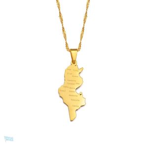 Collier carte de la Tunisie, symbole de fierté nationale
