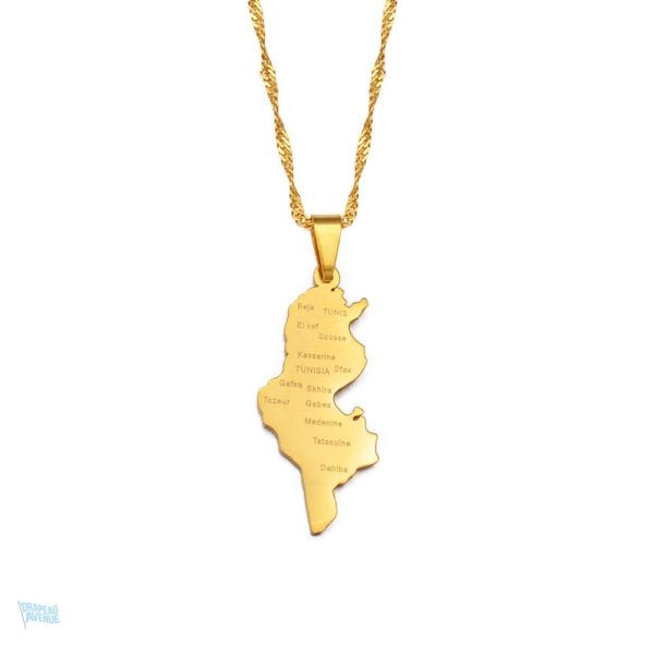 Collier carte de la Tunisie, symbole de fierté nationale
