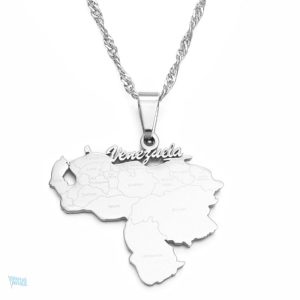 Collier carte Venezuela en argent