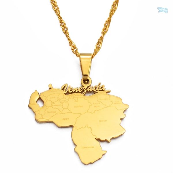 Collier or avec carte du Venezuela