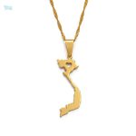 Collier carte Vietnam en métal doré