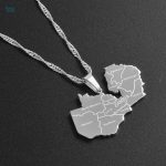Bijou argent représentant la carte de la Zambie, style unique