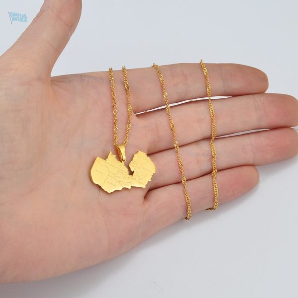 Bijou en or avec motif de la Zambie, parfait pour les passionnés