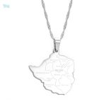 Collier argent avec carte du Zimbabwe