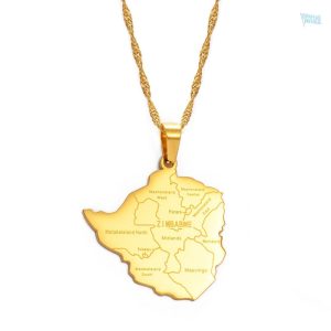 Collier or carte du Zimbabwe élégant et moderne