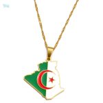 Collier drapeau Algérie en métal et cordon ajustable