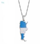 Collier argent drapeau Argentine, accessoire tendance