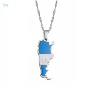 Collier argent drapeau Argentine, accessoire tendance