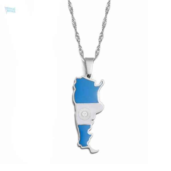 Collier argent drapeau Argentine, accessoire tendance
