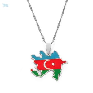 Collier argent représentant le drapeau de l'Azerbaïdjan