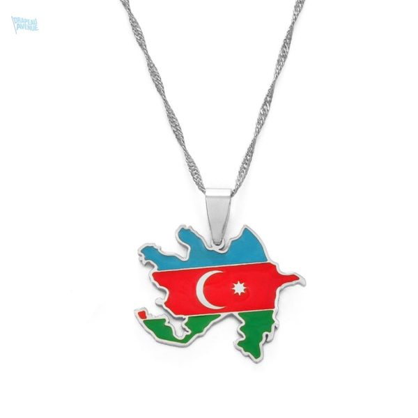 Collier argent représentant le drapeau de l'Azerbaïdjan