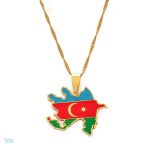 Collier drapeau Azerbaïdjan en couleur or