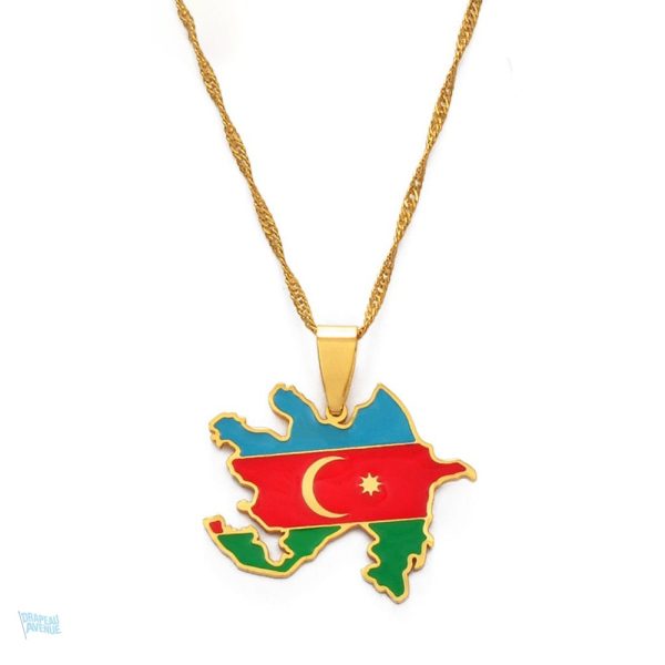 Collier drapeau Azerbaïdjan en couleur or