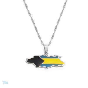 Collier argent avec drapeau des Bahamas