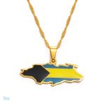 Collier drapeau Bahamas en couleur or
