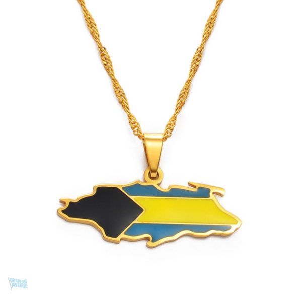 Collier drapeau Bahamas en couleur or