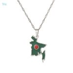 Collier argent drapeau Bangladesh, accessoire symbolique