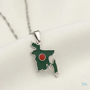 Bijou représentant le drapeau du Bangladesh en couleur argent