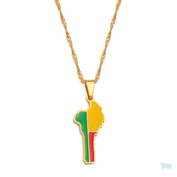 Collier drapeau du Bénin en couleur vibrante