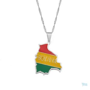 Collier drapeau Bolivie en argent