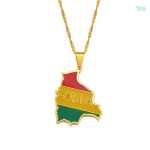 Collier drapeau Bolivie couleur or élégant et symbolique