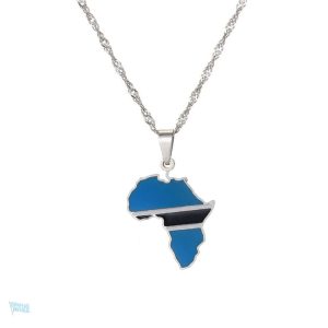 Collier drapeau Botswana en argent, design élégant et symbolique