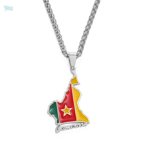 Collier argent drapeau Cameroun