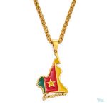 Collier or drapeau Cameroun, accessoire élégant et patriotique