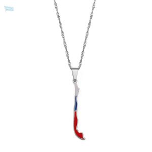Collier drapeau Chili en argent