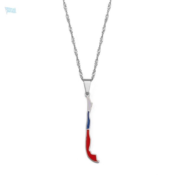 Collier drapeau Chili en argent