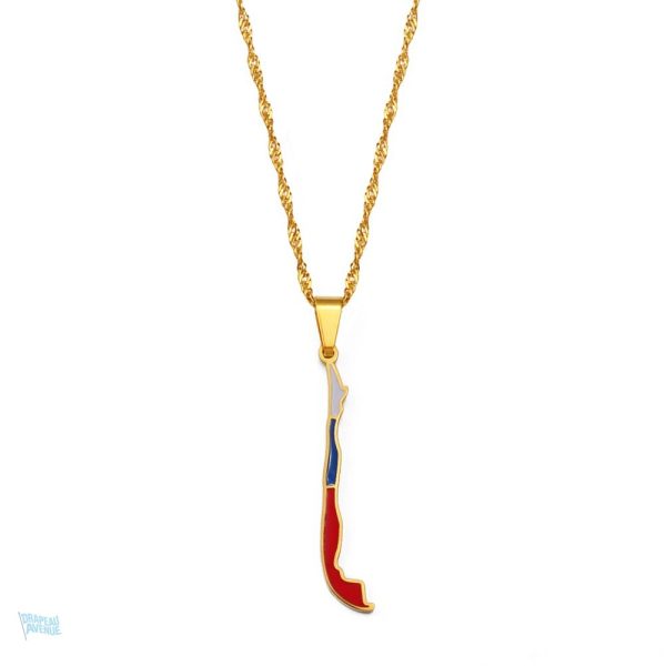 Collier drapeau Chili couleur or élégant et symbolique