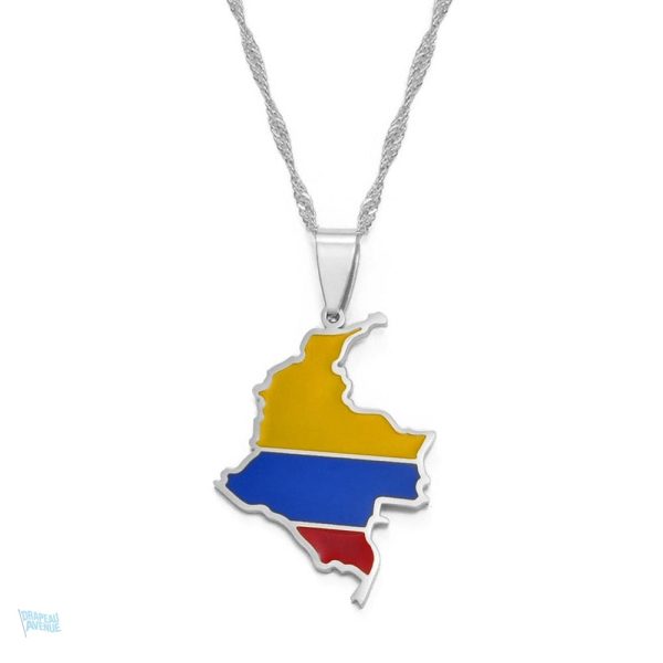 Collier argent drapeau Colombie