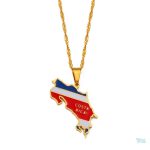 Collier drapeau Costa Rica en métal doré