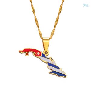 Collier drapeau Cuba en couleur or
