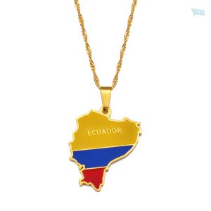 Collier drapeau Équateur en couleur or