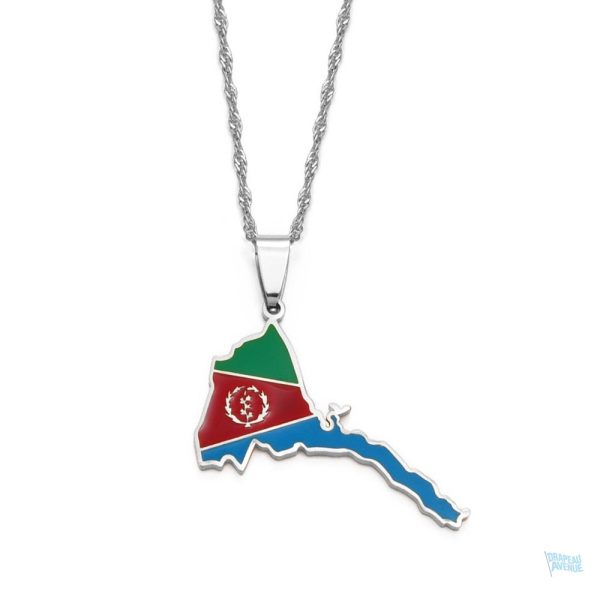 Collier drapeau Érythrée en argent élégant et coloré