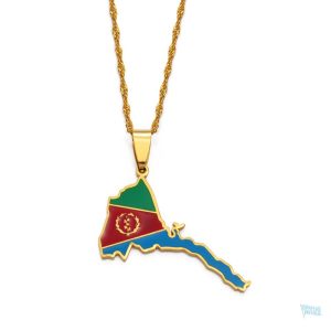 Collier drapeau Érythrée en couleur or