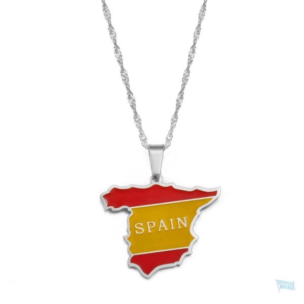 Collier argent drapeau Espagne