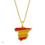 Collier drapeau Espagne en couleur or