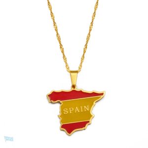Collier drapeau Espagne en couleur or