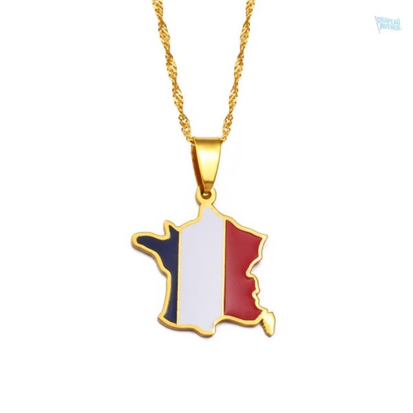 Collier or drapeau France, accessoire élégant pour supporters