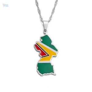 Collier argent drapeau Guyana