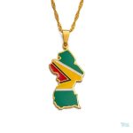 Collier drapeau Guyana en couleur or