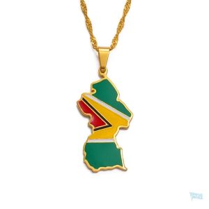 Collier drapeau Guyana en couleur or