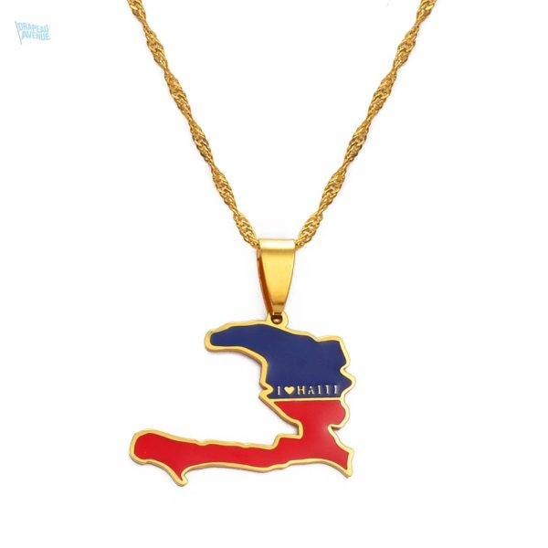 Collier drapeau Haïti, accessoire symbolique et coloré