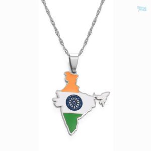 Collier argent drapeau Inde élégant et symbolique