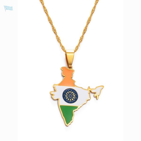 Collier drapeau Inde doré