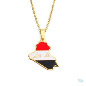 Collier drapeau Irak en couleur or
