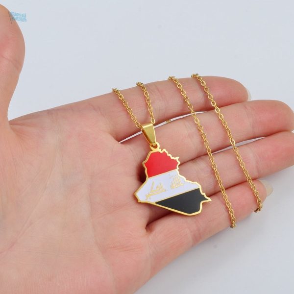 Bijou drapeau Irak, style or, accessoire tendance